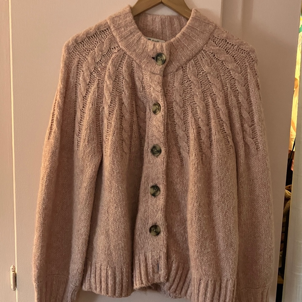 Madewell Blush Cable Knit Cardigan